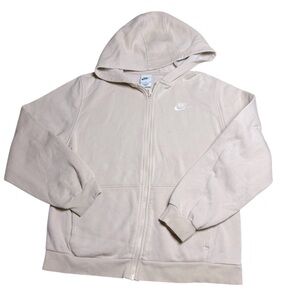 Nike Youth XL Beige Full-Zip Hoodie | Neutral Athletic Sweatshirt